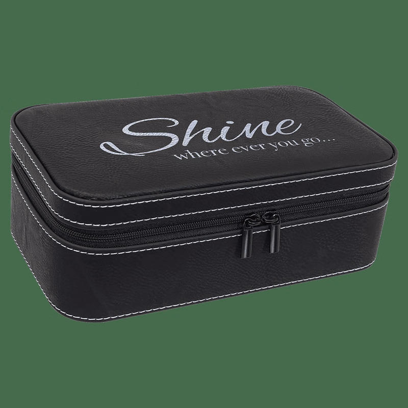 7 1/2" X 4 1/2" Black/Silver Leatherette Jewelry Box