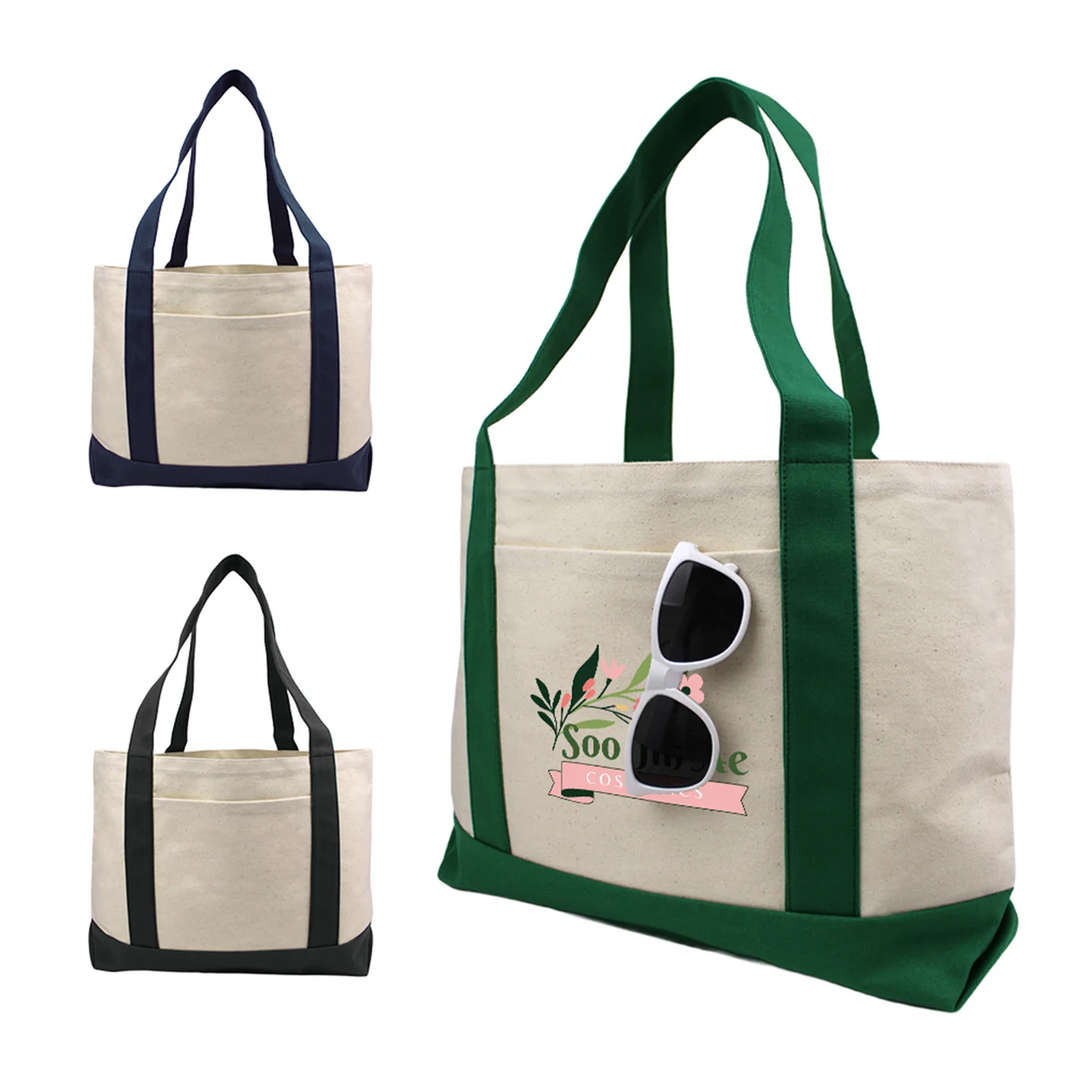 Large Cotton Boat Tote, custom tote bag with logo imprint 1