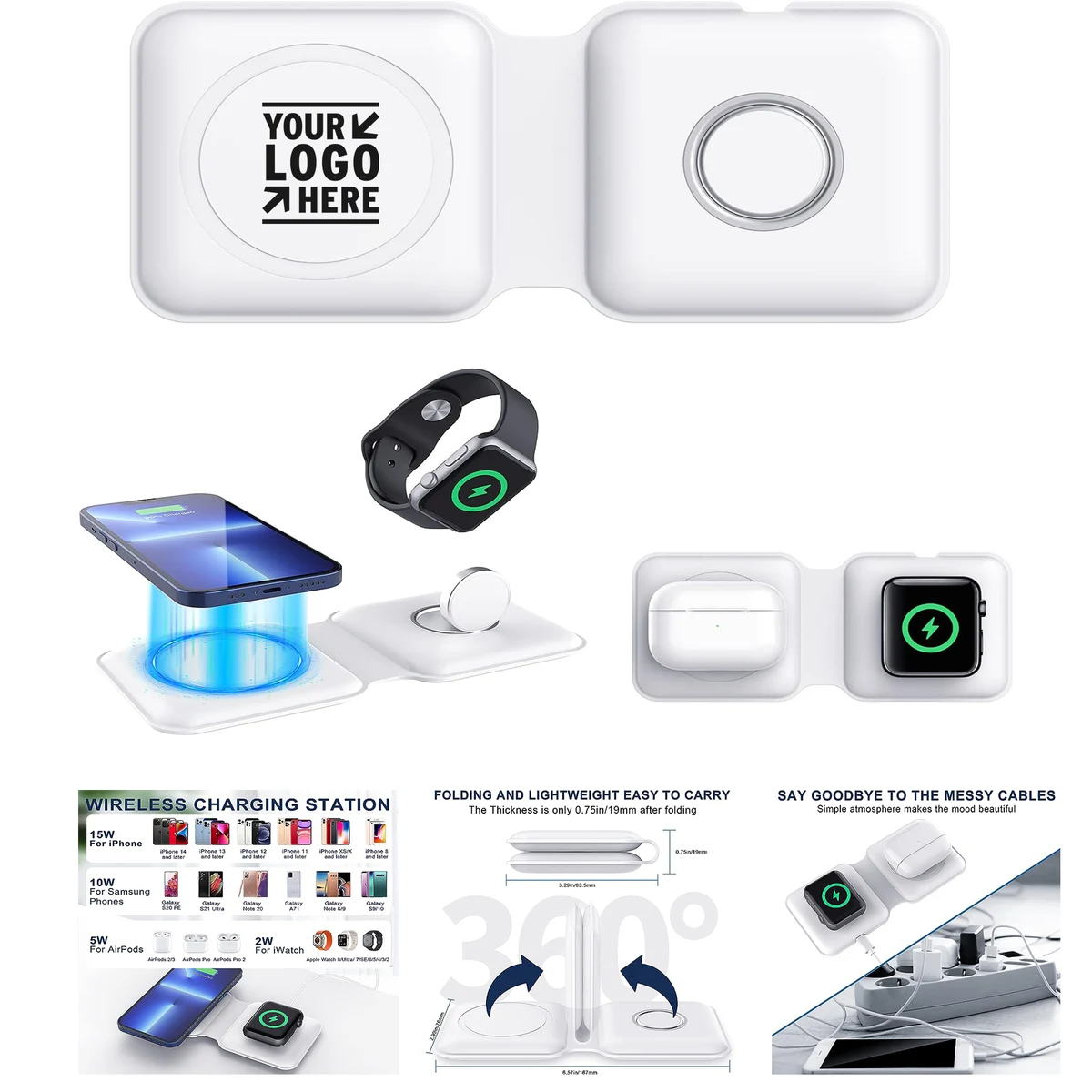Multiple Devices Portable 2 in 1 Foldable Dock Power Station Magnetic Duo Wireless Charging Pad 1