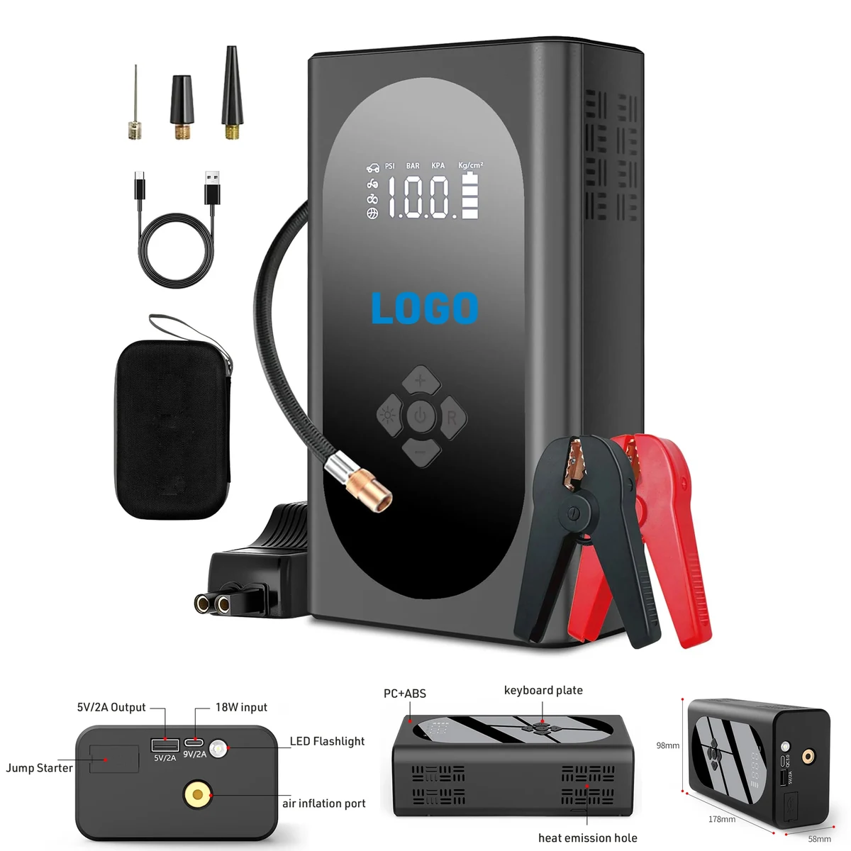 Car Emergency Jump Starter With LED Digital Tire Inflator 1