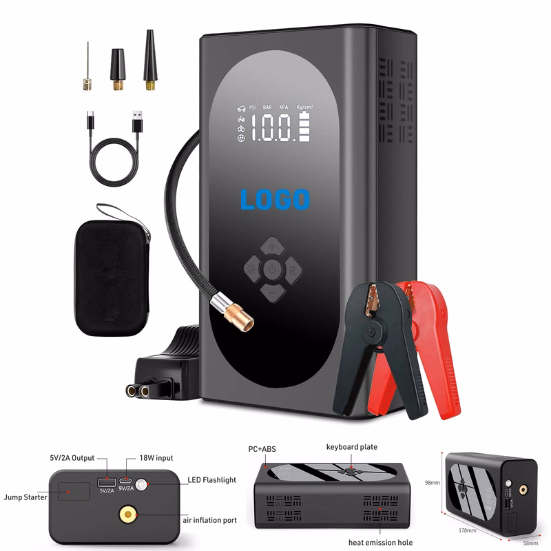 Car Emergency Jump Starter With LED Digital Tire Inflator