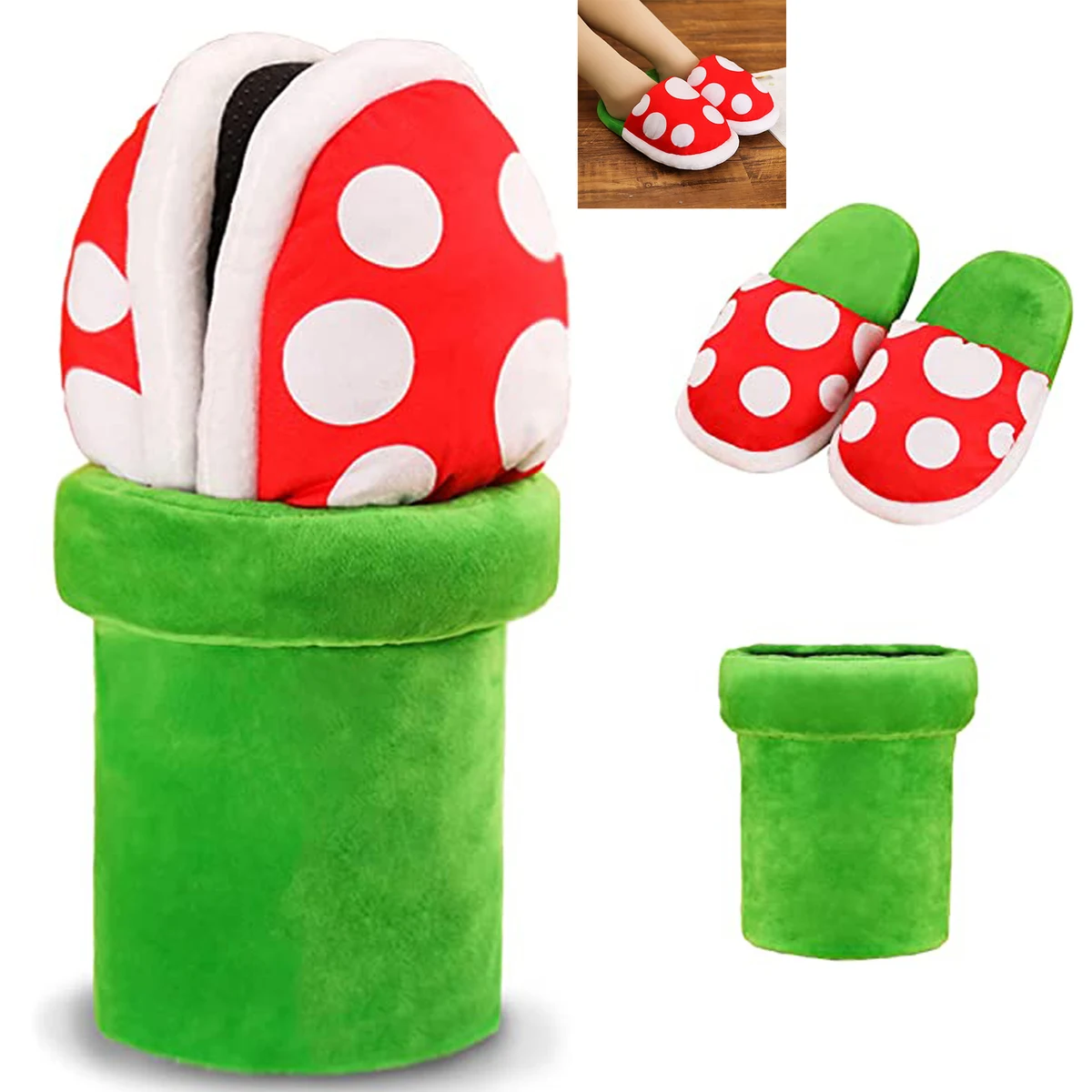Custom Piranha Plants Plush Funny Slippers Loafer with Your Own Design 1