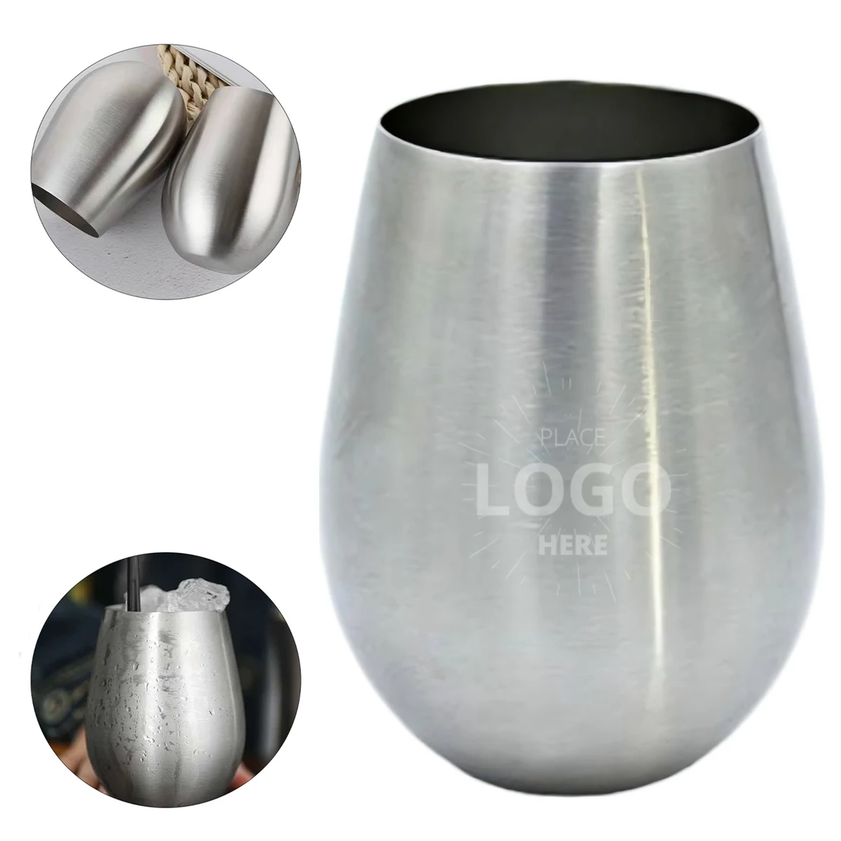 16oz Brushed Stainless Steel Stemless Wine Tumbler 1