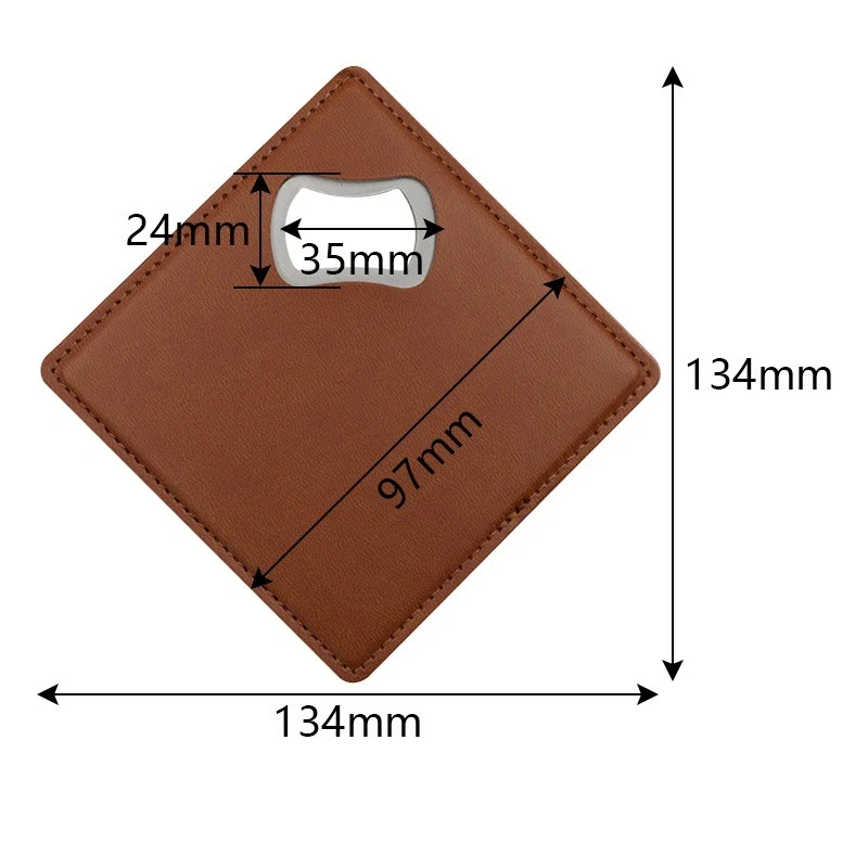 Leather-Look Square Coaster with Opener 1