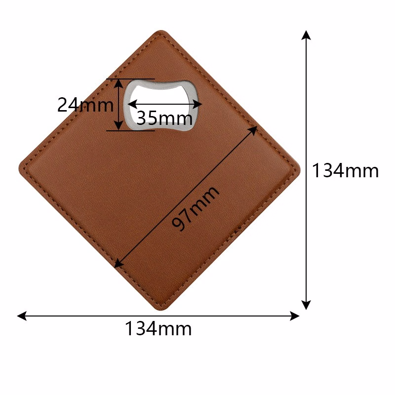 Leather-Look Square Coaster with Opener