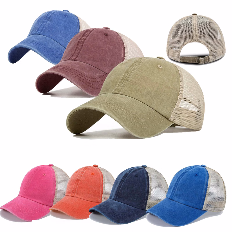 Washed Cotton Baseball Net Cap