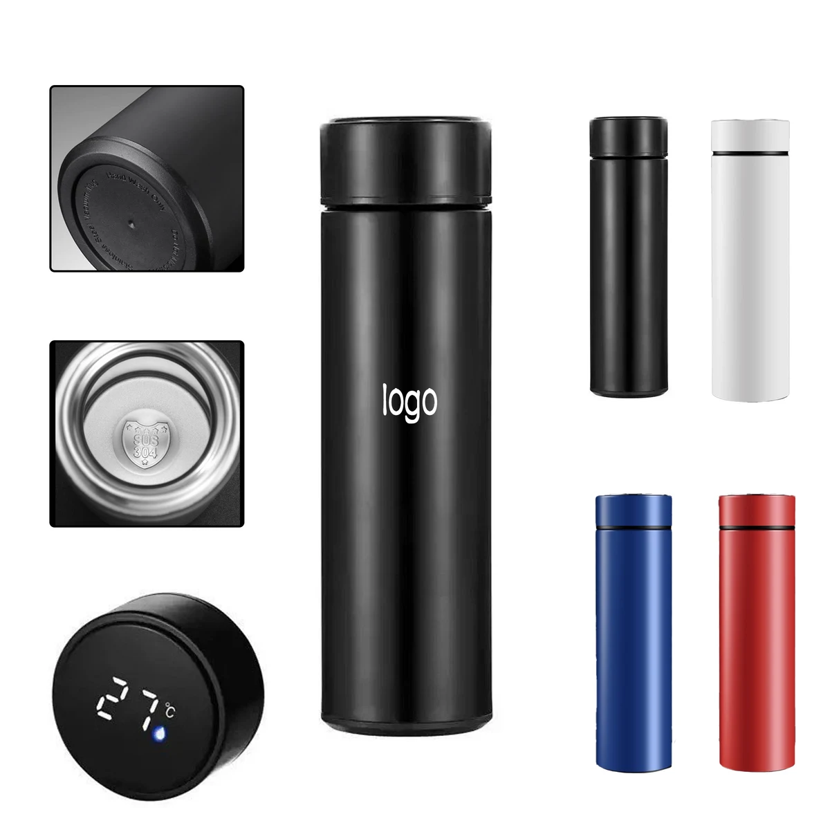 Smart Temperature Display Stainless Steel Insulated Flask, custom water bottle with logo imprint 1