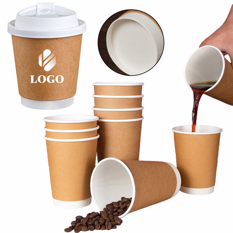 12oz Disposable Kraft Double-Wall Paper Cup