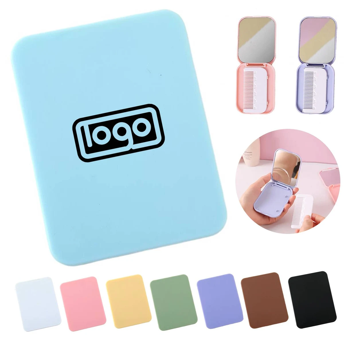 2-in-1 Flip Lid Mirror Comb Set 1
