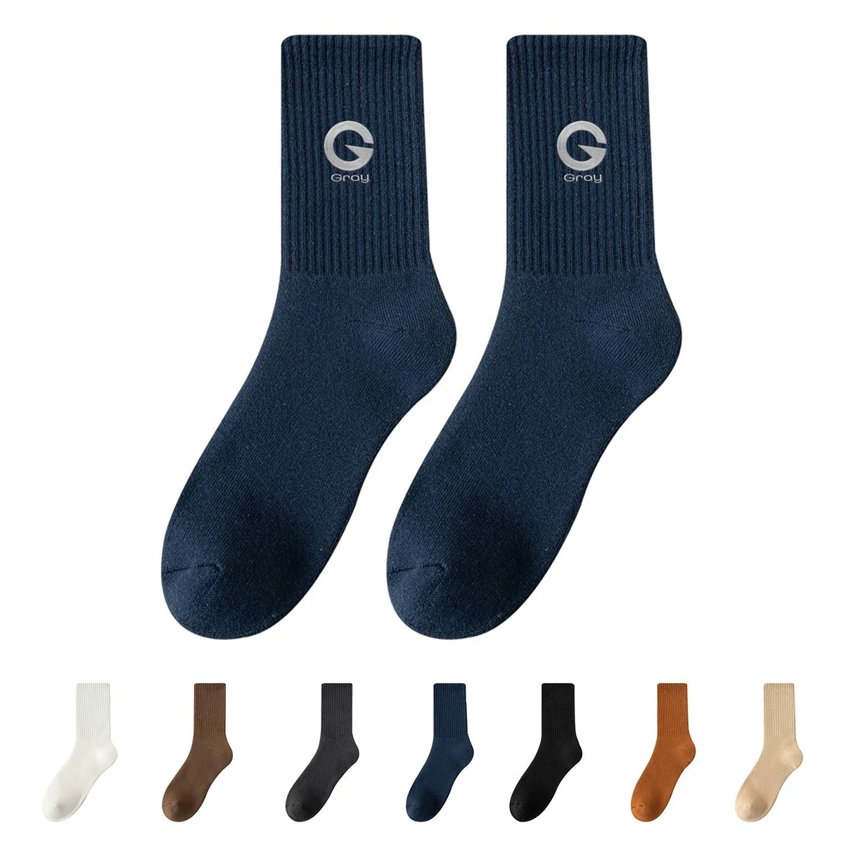 Solid Color Crew Socks 1