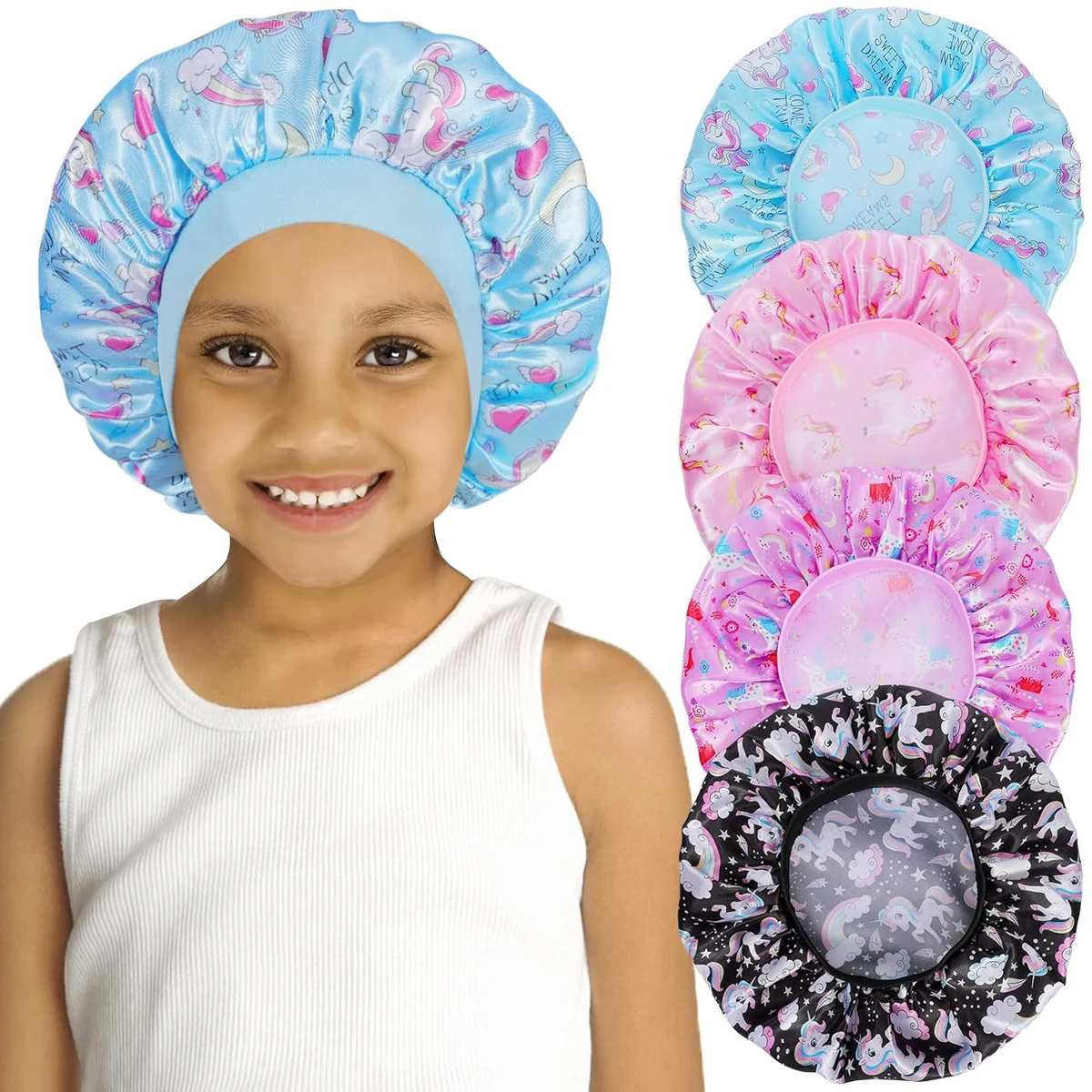 Kids Satin Bonnet Child Sleeping Cap/Breathable Baby Bonnets Night Sleep Caps 1