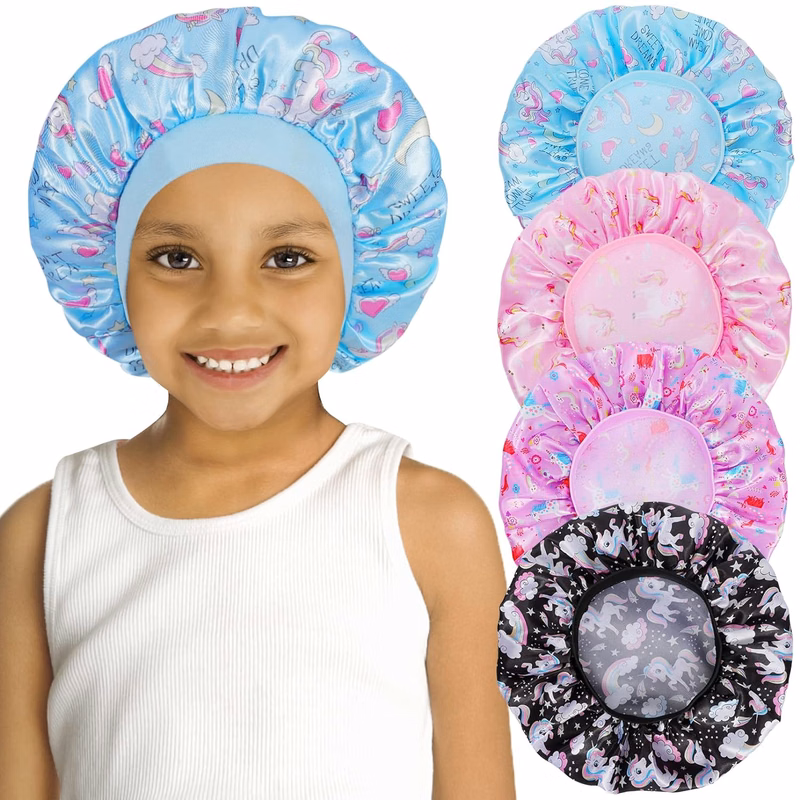 Kids Satin Bonnet Child Sleeping Cap/Breathable Baby Bonnets Night Sleep Caps