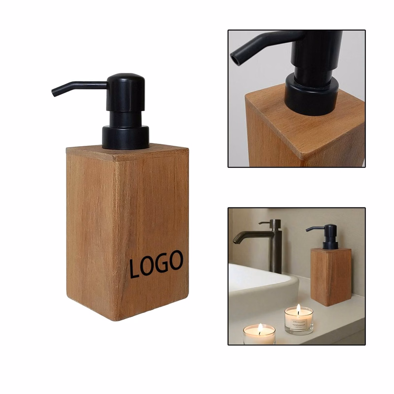 Wooden Refillable Pump Bottle for Bathroom