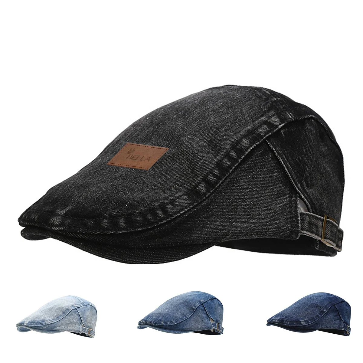 Cotton Simple denim peaked cap 1