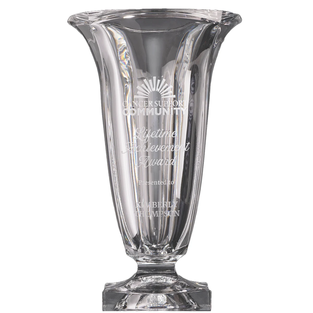 European Clear Crystal Herculean Footed Vase With Square Foot 1