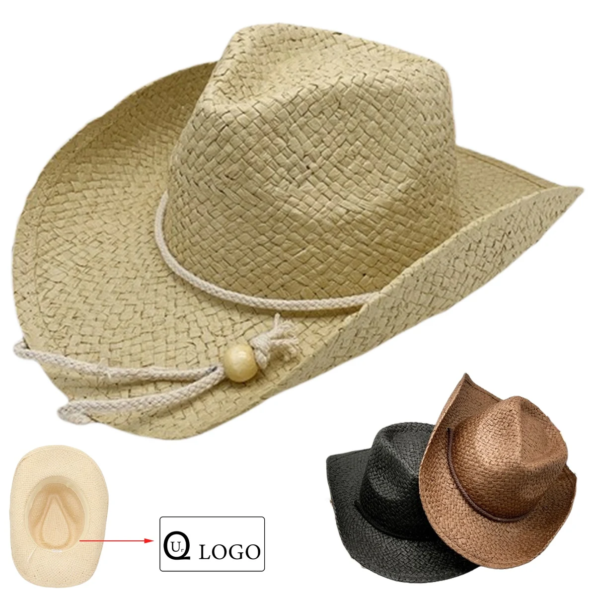 Unisex Cowboy Straw Hat Wide Brim 1