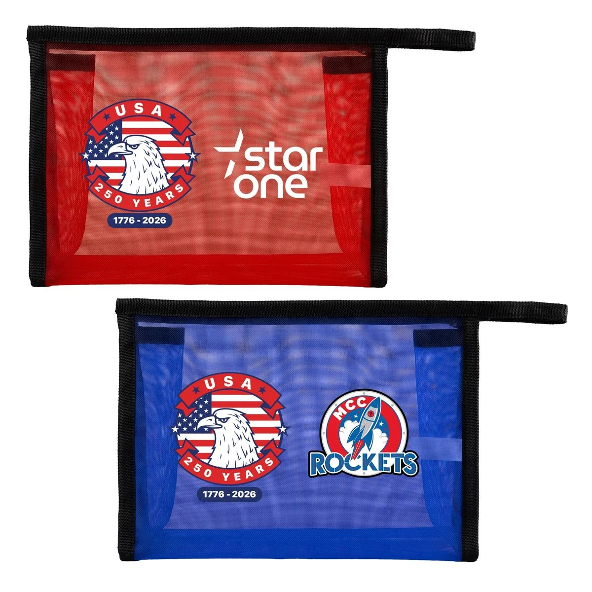 Patriotic Mesh Toiletry Bag, custom luggage with logo imprint 1