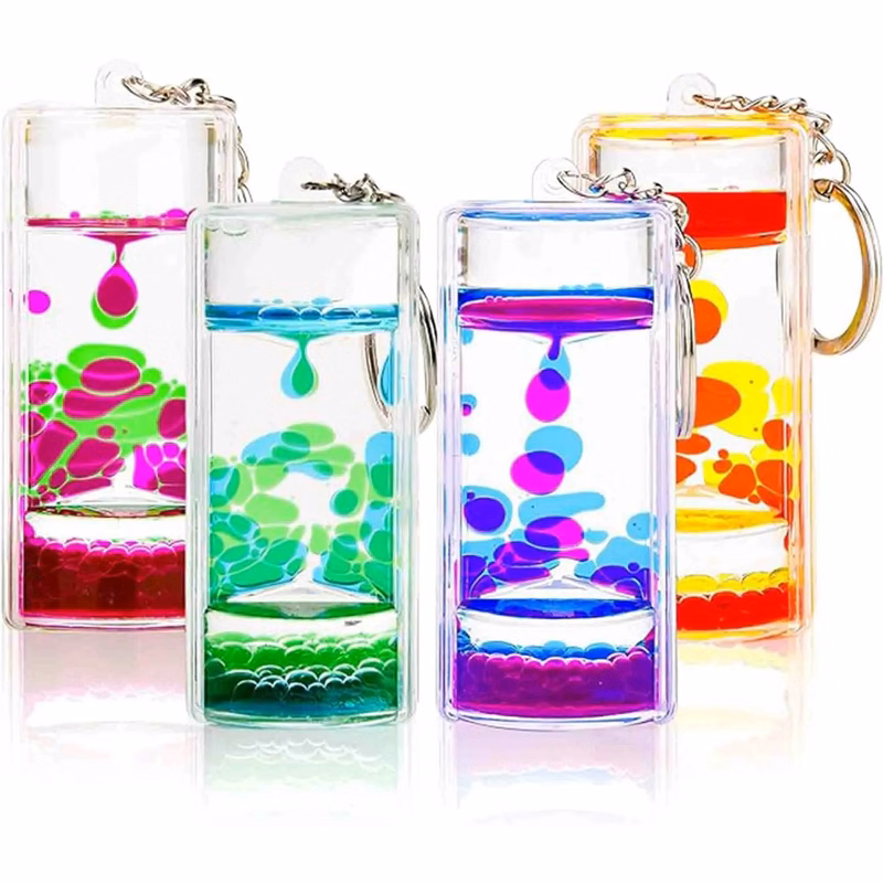 Colorful Hourglass Timer Keychain With Droplet Movement