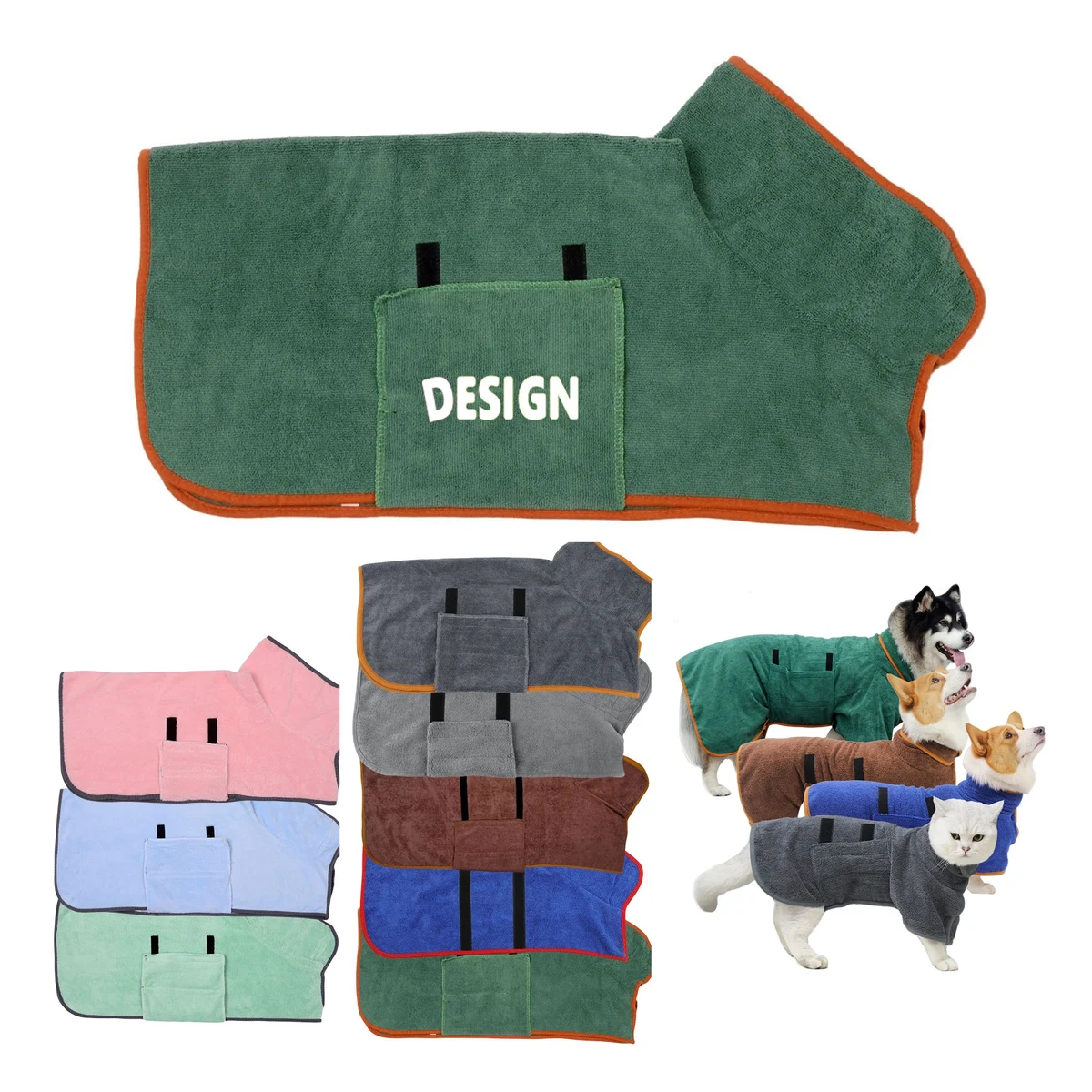 Dog Drying Coat Microfiber Quick Dry Bathrobe With Adjustabl 1