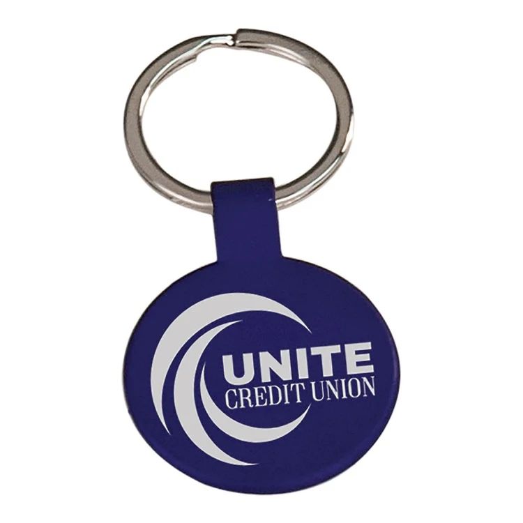 1 1/2" Blue Round Keychain 1