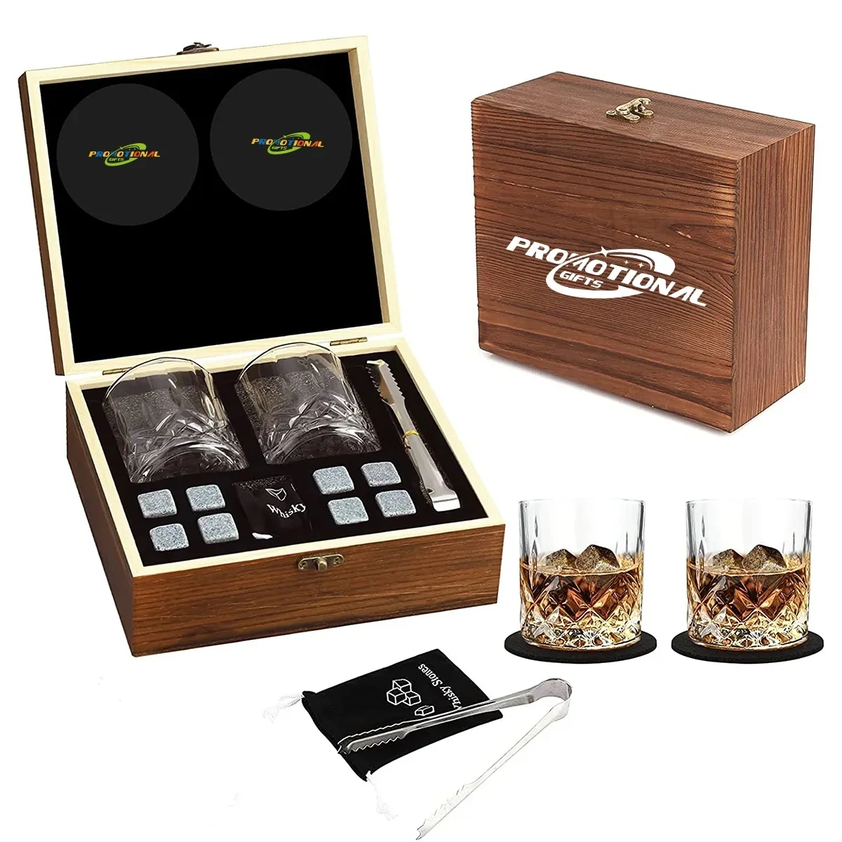 Crystal Glasses Wooden Box Whiskey Set Retirement Gifts 1