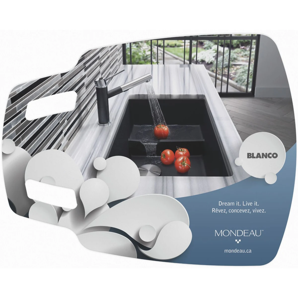 Flexible Cutting Board, FDA approved .030 clear plastic, Scoop Design (11.875" x 15") Full colour 1