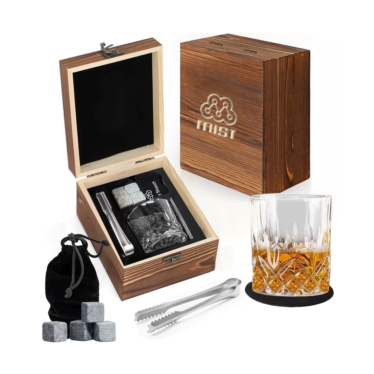 Whiskey Glass & Stone Gift Set 1