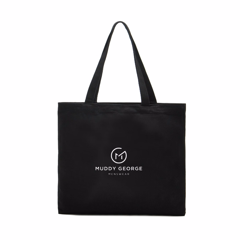 Horizontal Black Canvas Tote Bag