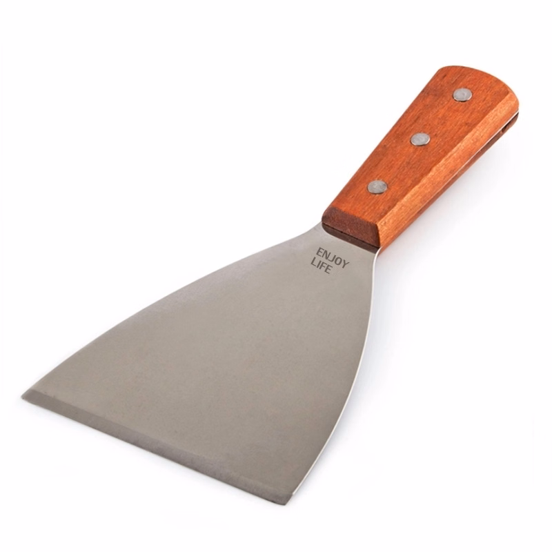 Stainless Steel Grill Scraper Riveted Smooth Wooden Handle