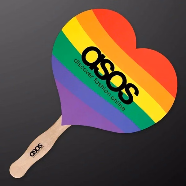 LGBT Rainbow Heart Shaped Paper Fan