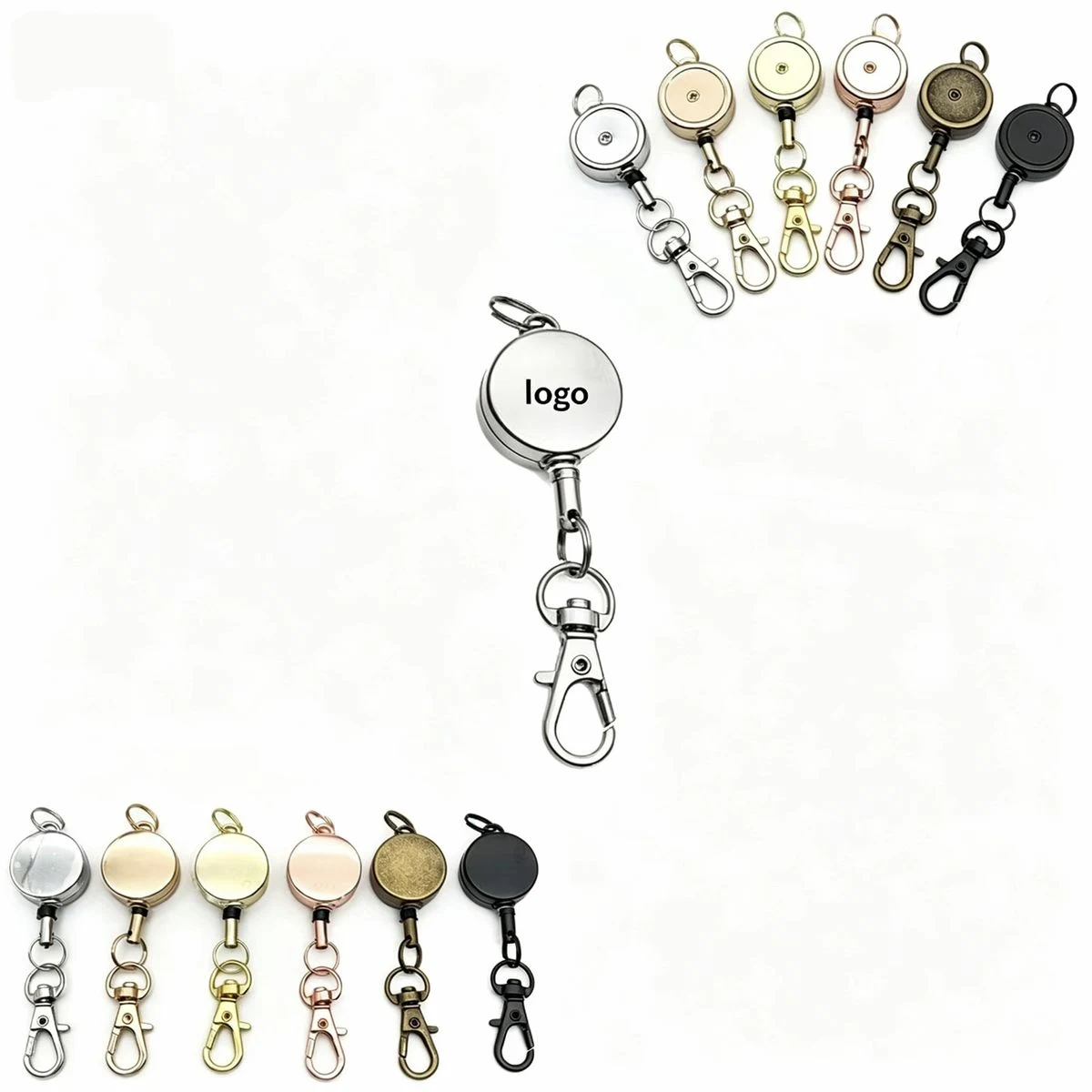 Metal Round Retractable Badge Reel With Lobster Claw Clasp 1