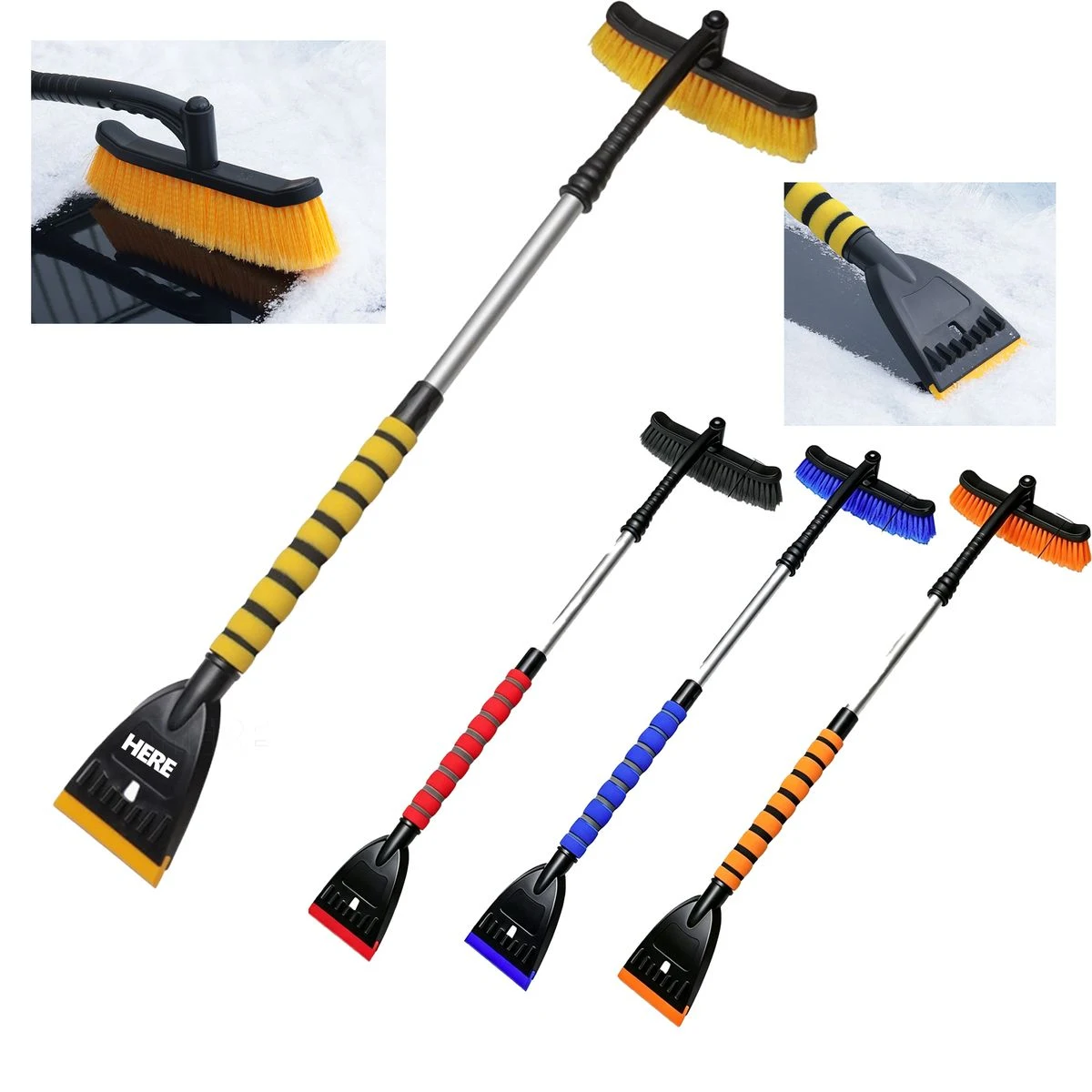 Extendable Rotatable Snow Brush with Ice Scraper 1