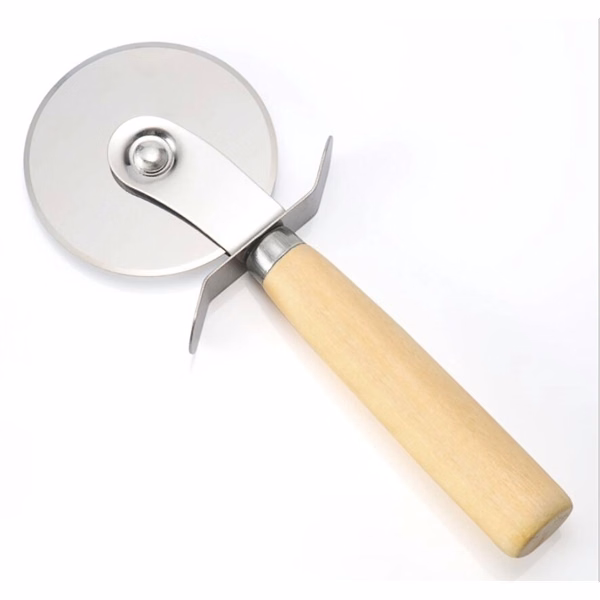 Custom Stainless Steel Wheel Pizza Cutter with Wooden Handle — Ergonomic Kitchen Tool