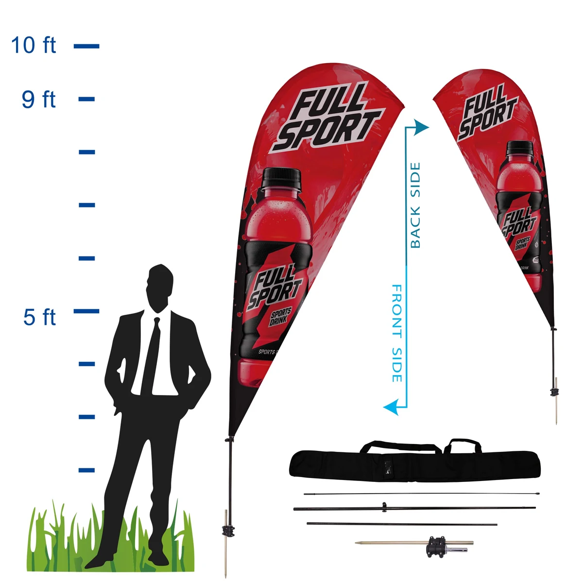 9.5 ft. Teardrop Advertising Flag Kit 4 (Double Sided) 1