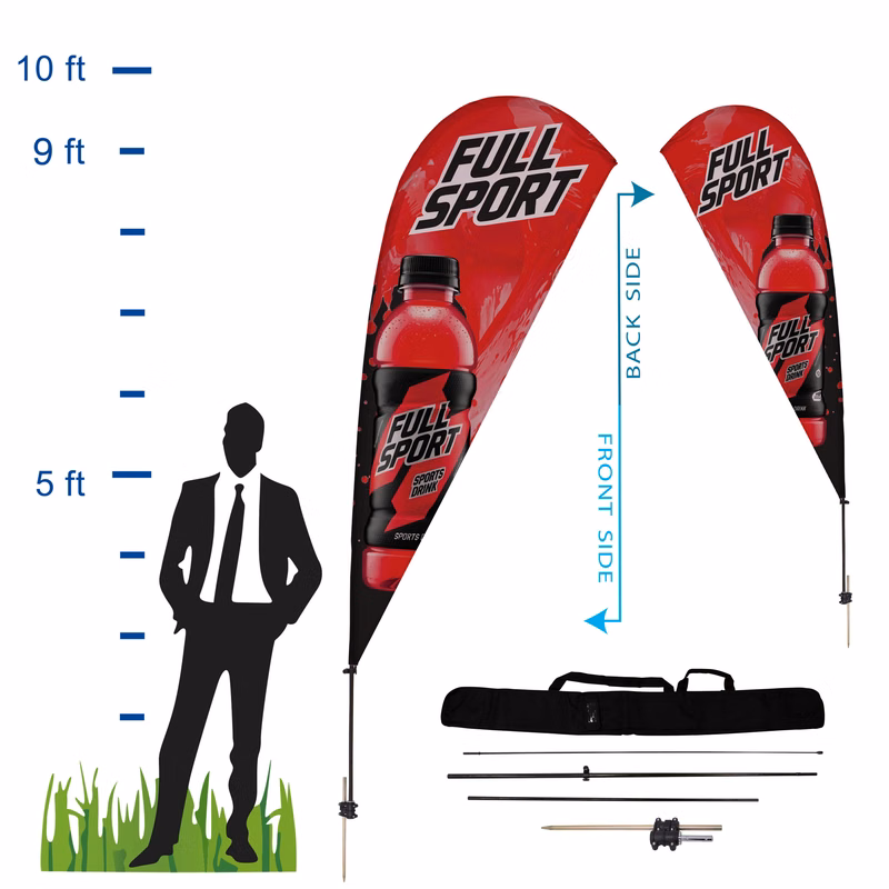 9.5 ft. Teardrop Advertising Flag Kit 4 (Double Sided)