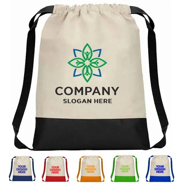 Two Tone 8 oz. Cotton Drawstring Backpack 1