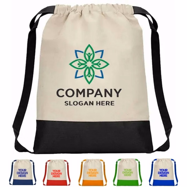 Two Tone 8 oz. Cotton Drawstring Backpack