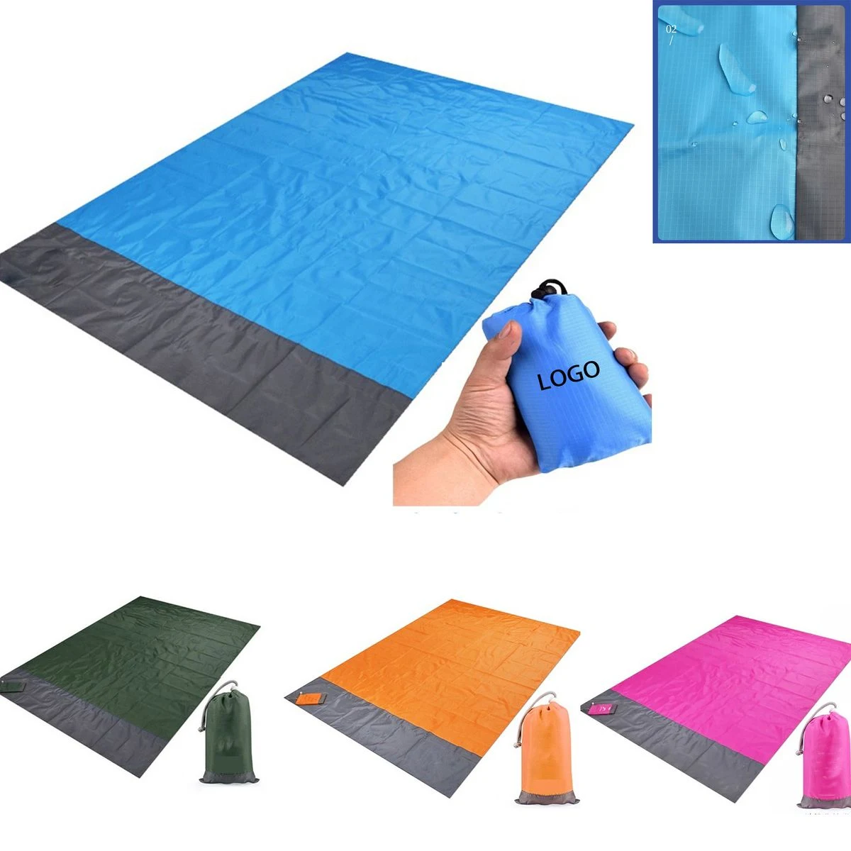 Compact Travel Picnic Blanket Sand Proof Beach Pad 1