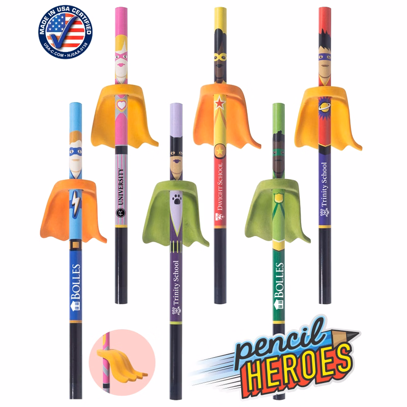 Pencil Heroes - Superhero Pencils with Eraser Capes - USA Made
