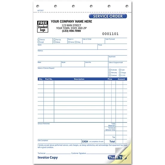 Service Orders, Carbonless, Small 1