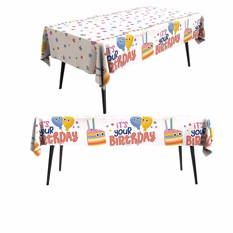 Custom Disposable Birthday Party Printed Plastic Tablecloth