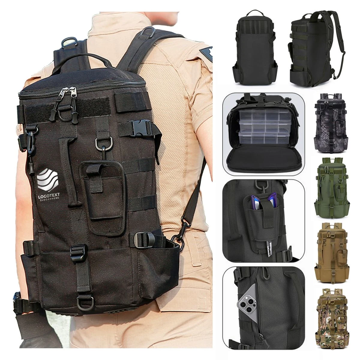 Water-Repellent Oxford Cloth Multi-Compartment Tactical Backpack 1
