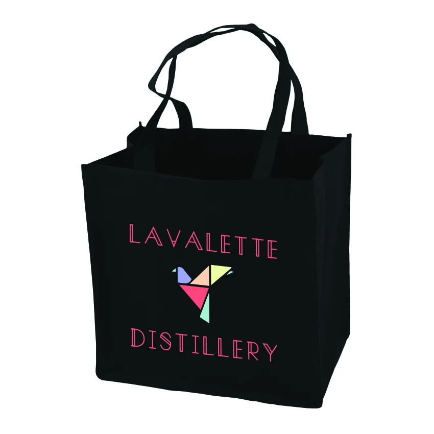 True® Non-Woven Grocery Tote - Black 1