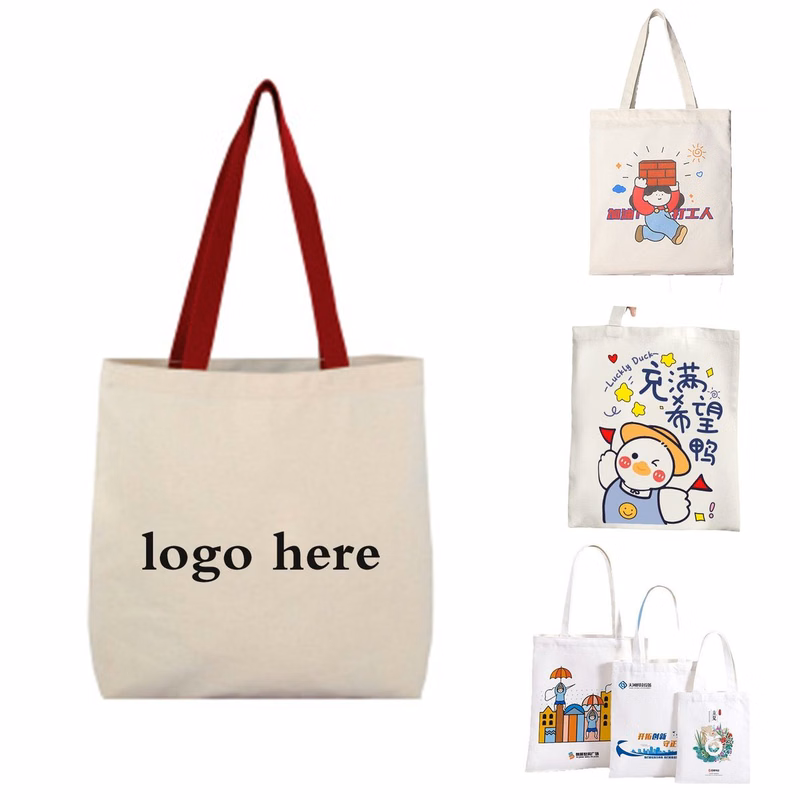 8 Oz Natural Cotton Tote with Vibrant Web Handles