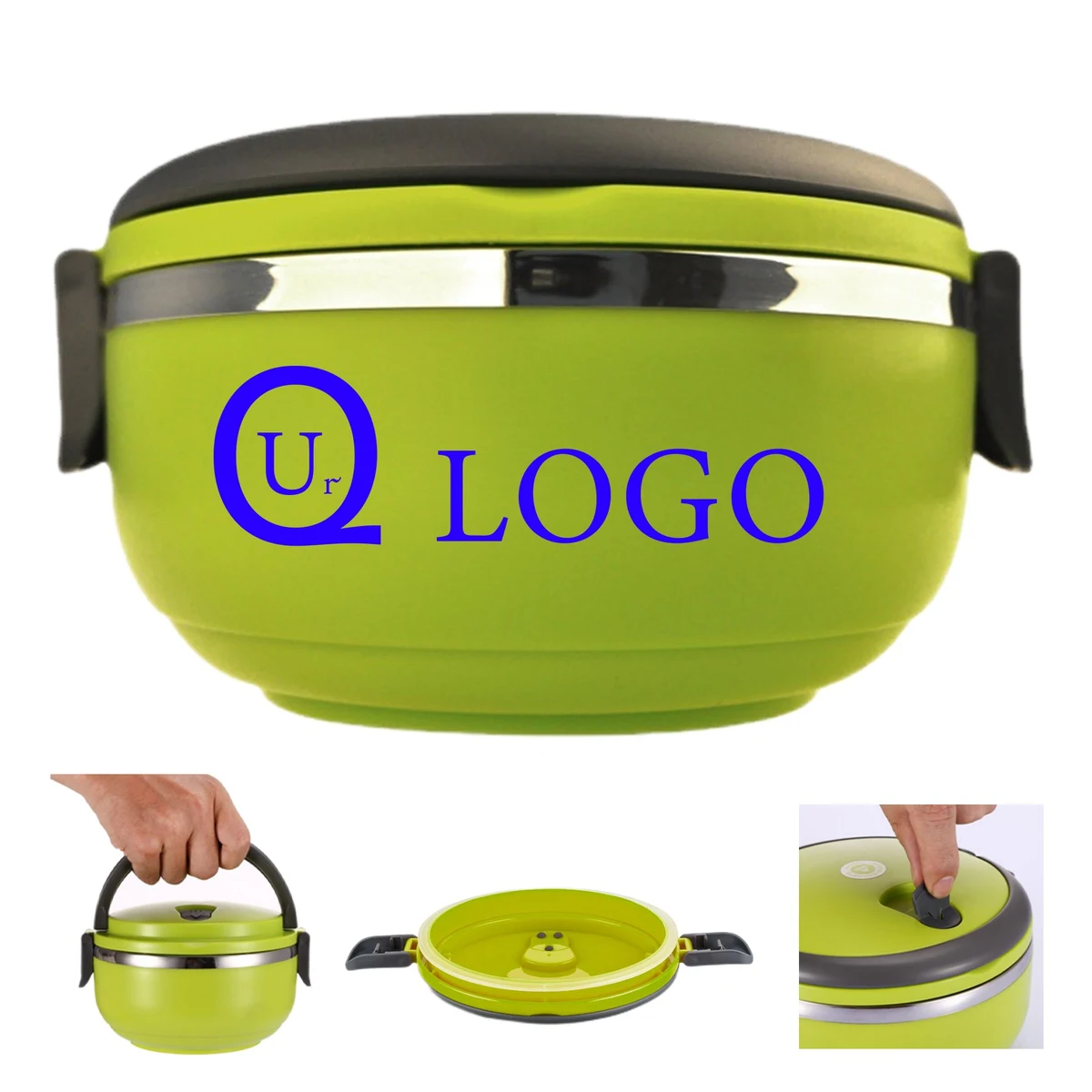 5.91 Inch Round Stainless Steel Lunch Box W/Dual Handle 1