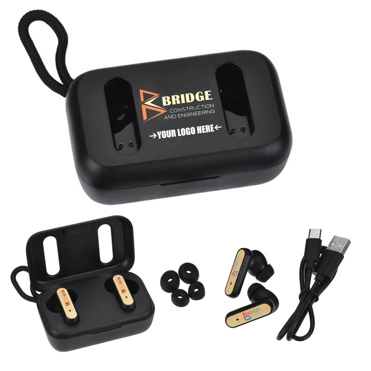 Custom Bamboo True Wireless Auto Pair Ear Buds 1