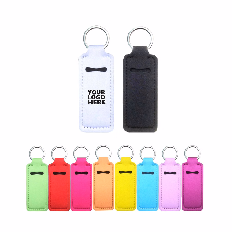 Portable Neoprene Lip Balm Pouch Keyring