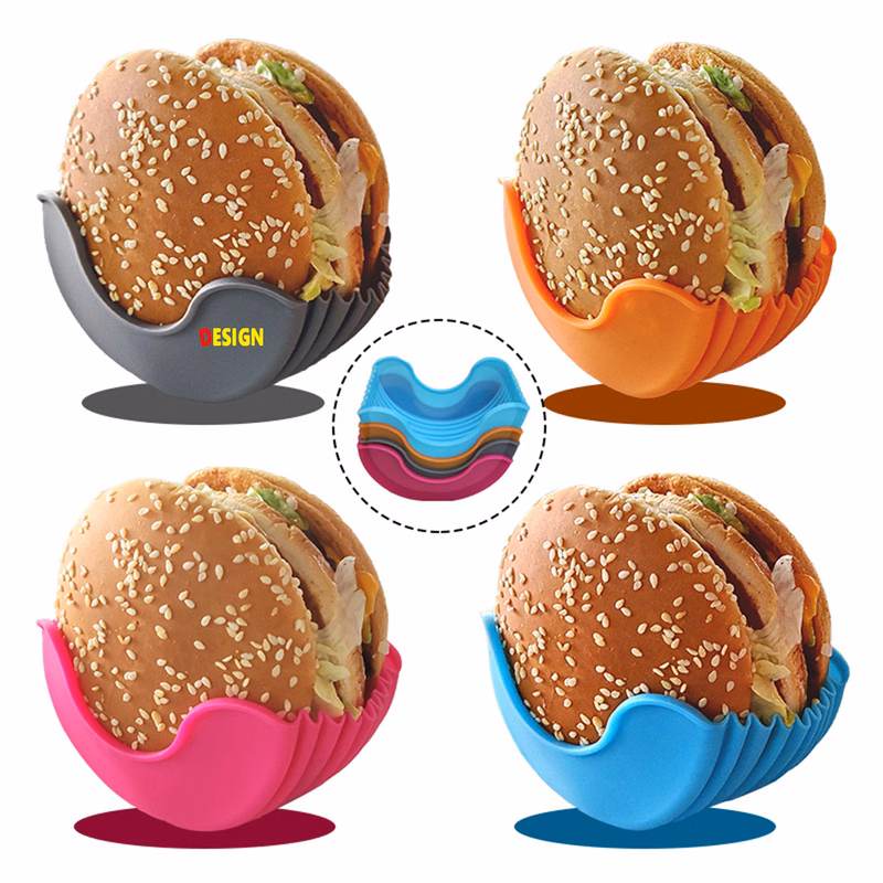 Contact-Free Silicone Burger Case Anti-Slip Holder Tray