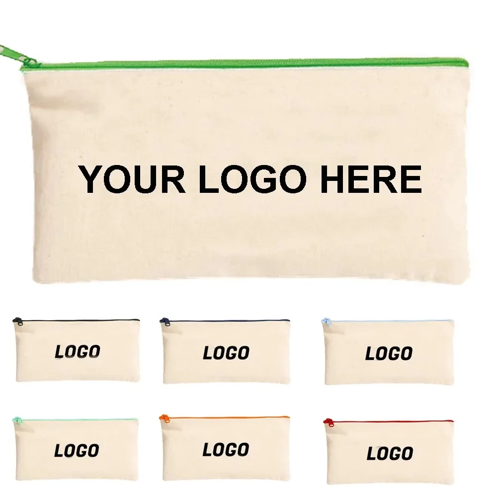 Natural Canvas Pouch with Colored Zipper 1