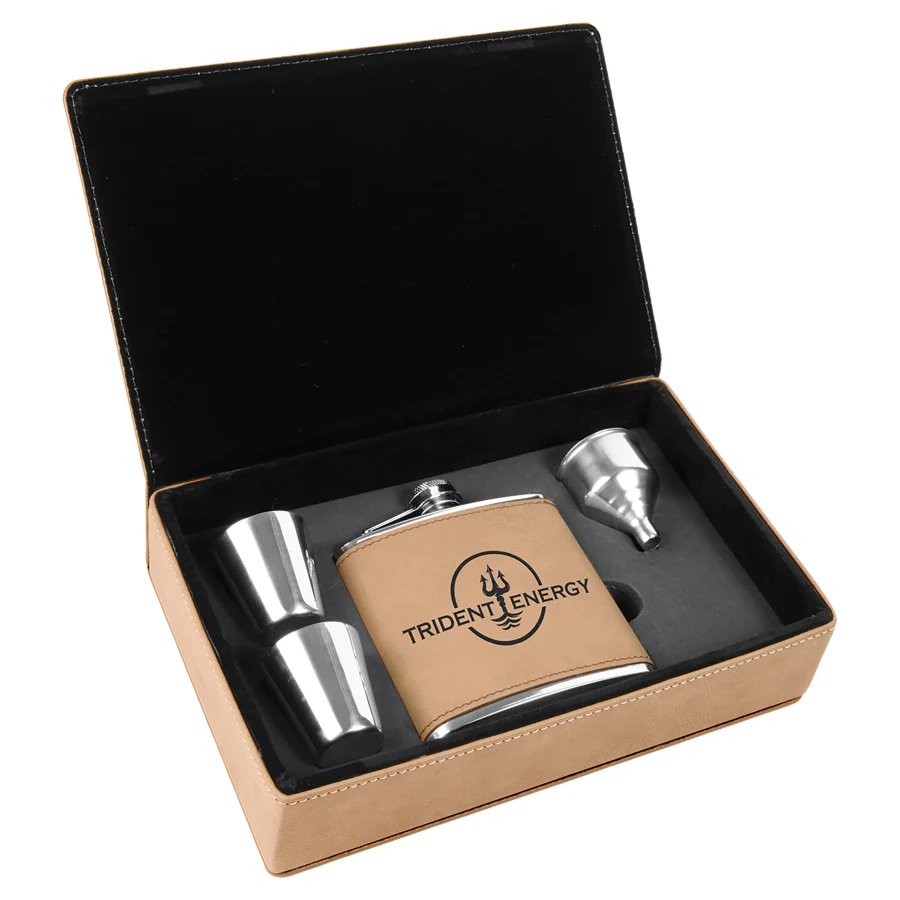 Lane Leatherette Flask Gift Set 1